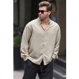 Madmext Khaki Men's Long Sleeve Oversize Shirt 6735 Cene
