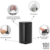 Brabantia Koš za smeti s pedalom 20 L s plastičnim vložkom - mat črna | Shoptok.si