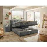 MID.YOU POSTELJA Z VZMETNICO 180 cm x 200 cm , tekstil, leseni material antracit | Shoptok.si