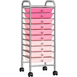  Pokretna kolica za pohranu s 10 ladica ombre roza plastična | shoptok.hr
