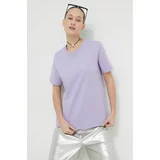 Superdry Bombažna kratka majica ženski, vijolična barva