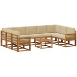 vidaXL Zunanja garnitura za sedenje z blazino 10 pcs Naravna in bež, (5000279757) | Shoptok.si