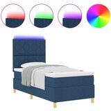 vidaXL LED Box Spring Postelja z vzmetnico Modra 100 x 200 cm blago, (5000126486) | Shoptok.si