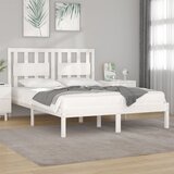 Maison Chic Posteljni okvir - Dvoposteljna postelja - Zakonska postelja bel iz trdne borovine 160x200 cm-J3033, (21775904) | Shoptok.si