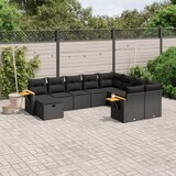 vidaXL 10-dijelni set vrtnih sofa s jastucima crni od poliratana | shoptok.hr
