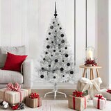 vidaXL Umjetna preddekorirana božićna jelka srebrna 150 cm PET | Shoptok.si