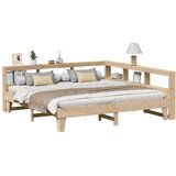 vidaXL Krevet s regalom za knjige bez madraca 200 x 200 cm od borovine | shoptok.hr