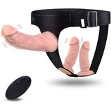 SuperLove Vibrating Strap-on Set Triple Dildos with Remote Skin Cene