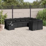 vidaXL 10-dijelni set vrtnih sofa s jastucima crni od poliratana Cijene