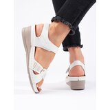 Shelvt Women's wedge sandals with velcro white | Shoptok.si