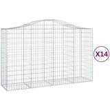  Obokana gabionska košara 14 kos 200x50x120/140cm cinkano železo, (20758059) | Shoptok.si