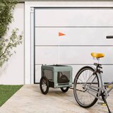 Prikolica za bicikl za ljubimce sivo-crna od tkanine i željeza | shoptok.hr