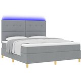  LED Box Spring Krevet Svijetlo siva 180 x 200 cm tkanina | shoptok.hr