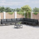 vidaXL Vrtna sedežna garnitura 9 pcs Antracitna Jeklo | Shoptok.si