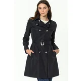 Dewberry Z6642 WOMEN'S TRENCH COAT-NAVY BLUE