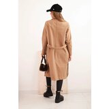 Kesi Włoski Women's suede coat tied at the waist camel | Shoptok.si