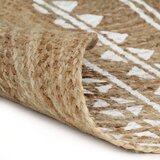 vidaXL Ručno rađeni tepih od jute s bijelim uzorkom 150 cm | shoptok.hr