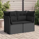  Vrtna sofa s jastucima za 2 osobe, crna, poli ratan | shoptok.hr
