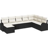 vidaXL Set vrtnih sofa od 8 dijelova s jastučićima crne poli ratan, 2-sjedalna vrtna sofa s pohranom i jastučićima crne poli ratan Cijene