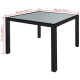  5-dijelni vrtni blagovaonski set od poliratana s jastucima crni Crna Dužina stola 90 cm | shoptok.hr