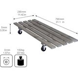 Wagner Pomični podstavek za lončnice DOUBLE, nosilnost 150 kg, DxŠ 790 x 290 mm, zeleno sive barve | Shoptok.si