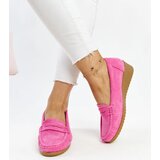 Gemre Dark pink suede wedge loafers Sakena | Shoptok.si