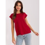 Fashion Hunters Burgundy cotton women's T-shirt BASIC FEEL GOOD | shoptok.hr