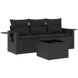 Maison Chic Seti vrtnega pohištva - Vrtna garnitura - Vrtni pohištvo set 4-delna z blazinami črna poli ratan, (21820439) | Shoptok.si
