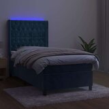 vidaXL Box spring postelja z vzmetnico LED temno modra 80x200 cm žamet | Shoptok.si