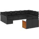  The Living Store Vrtna sedežna garnitura 12-delna z blazinami črn poli ratan - Vrtna Sedežna Garniture, (21451431) | Shoptok.si