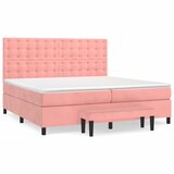  The Living Store Box spring postelja z vzmetnico roza 200x200 cm žamet - Box Spring Postelja, (21490369) | Shoptok.si