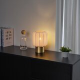 QAZQA Japandi namizna svetilka zlata z bež senčilom - Pluni | Shoptok.si