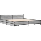 vidaXL Posteljni okvir s predali siva sonoma 200x200 cm inženirski les, (21128028) | Shoptok.si