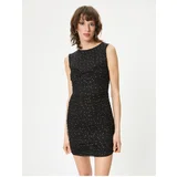 Koton Polka Dot Mini Tulle Dress Sleeveless Draped Lined