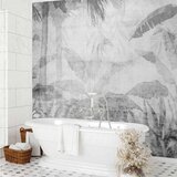  Foto tapeta - Vanishing jungle - landscape of exotic trees and leaves in grey tones 150x105 Vodootporna | shoptok.hr