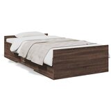 vidaXL Posteljni okvir s predali rjavi hrast 75x190 cm inž. les Cene