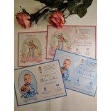  Vabilo za krst z angelčkom in sliko otroka roza REK03-6 | Shoptok.si