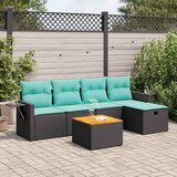 vidaXL Vrtna garnitura - 6-dijelni set vrtnih sofa s jastucima crni od poliratana - Crna sa spremištem 1 | shoptok.hr