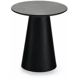 Furnhouse Črna/temno siva mizica z mizno ploščo v marmornem dekorju ø 45 cm Tango –