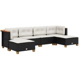 vidaXL 6-dijelni set vrtnih sofa s jastucima crni od poliratana | shoptok.hr