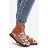 Boto Women's Slippers Slides With Buckles And Fur Beige Ezilena | ePonuda.com