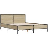  Posteljni okvir sonoma hrast 150x200 cm inž. les in kovina | Shoptok.si