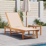 Maison Chic Ležalnik - Sončna ležalnik z mizico krem trden akacijev les in tekstilen, (22042742) | Shoptok.si