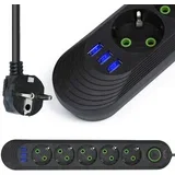 Električni razdelilec 5 vtičnic 230V 3x USB polnilec 3A črn 5m, (20391774)