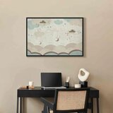  Slika - Cloudy Night Sky - Moons in Brown and Beige Hues Among Clouds and Numerous Little Stars on a Light Background 90x60 U cr | shoptok.hr
