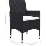 vidaXL 3-dijelni bistro set od poliratana i bagremovog drva crni | shoptok.hr