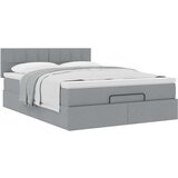 vidaXL Otomanski posteljni okvir z vzmetnico siv 140x200 cm blago | Shoptok.si