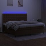 Krevet box spring s madracem LED tamnosmeđi 200x200 cm tkanina | Eponuda.com