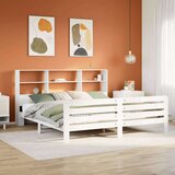 vidaXL Posteljni okvir brez vzmetnice bel 180x200 cm trdna borovina | Shoptok.si