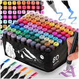 Nukido NK-912 Alcohol Markers Set with 80 Colors and Portable Bag, (21740217) Cene